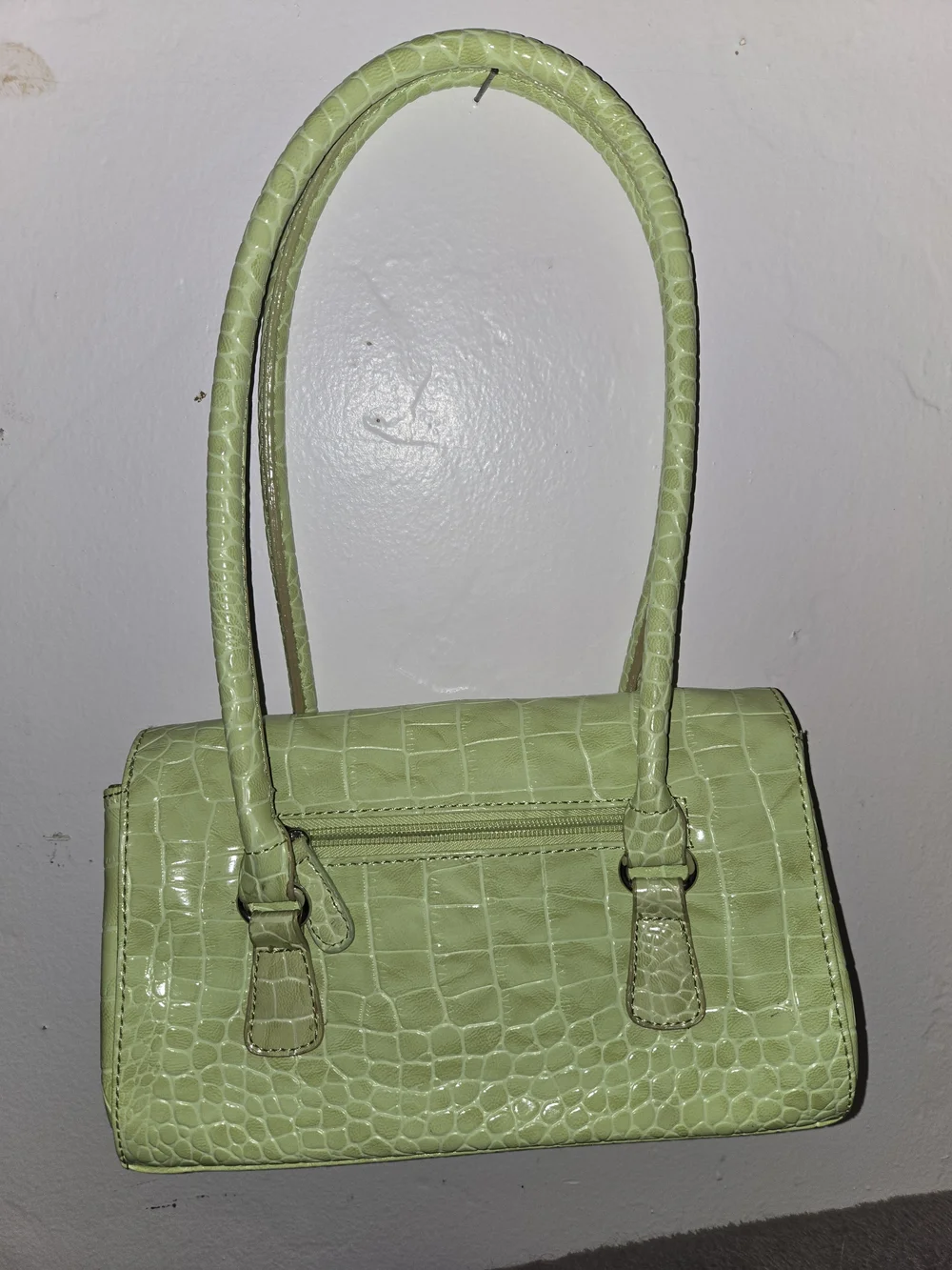 Vegan Leather Crocodile Print Shoulder Bag